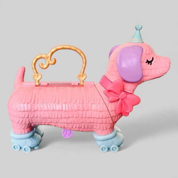 Polly Pocket Puppy Party Playset Dog Dollhouse Dachshund Skates Large Mini Pink - Picture 3 of 6